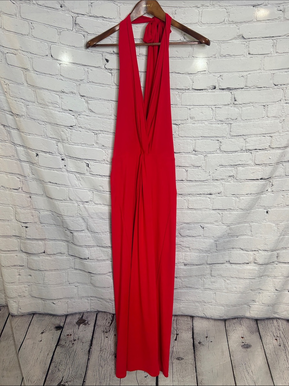 Meshki Red Halter Maxi Dress Size XXX-Large Excellent Condition